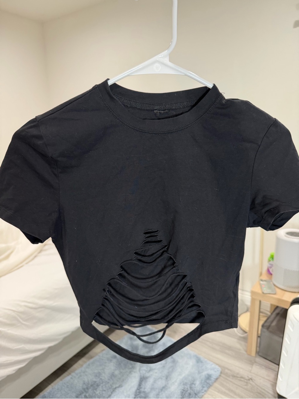 ASOS Black Distressed Cropped Tee